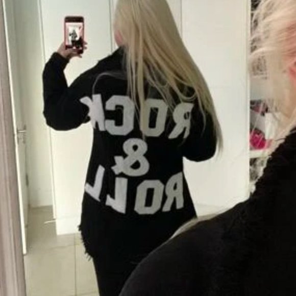 BLACK DENIM JACKET ROCK & ROLL - Picture 9 of 16